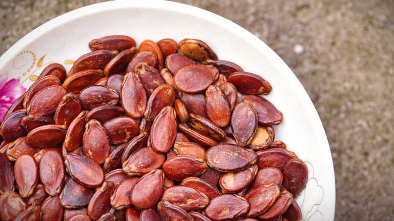 black watermelon seeds in plate