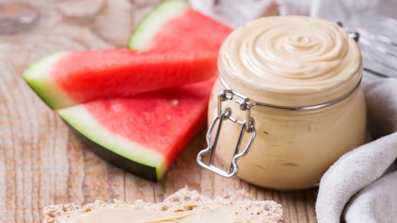 watermelon seed butter spread crackers