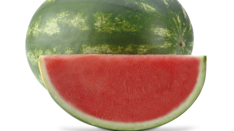 whiole and slice seedless watermelon