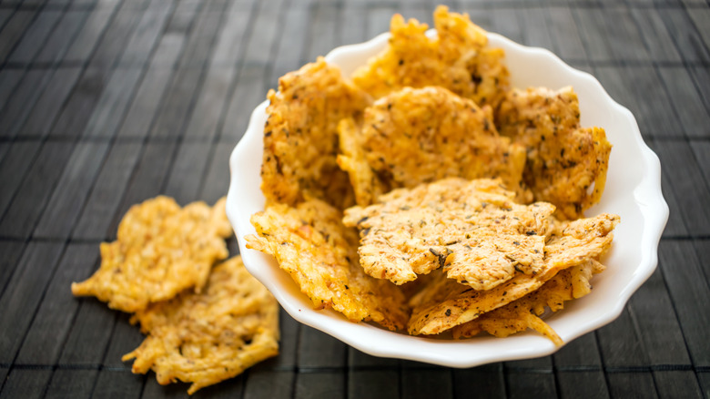 bowl of cheese crisps