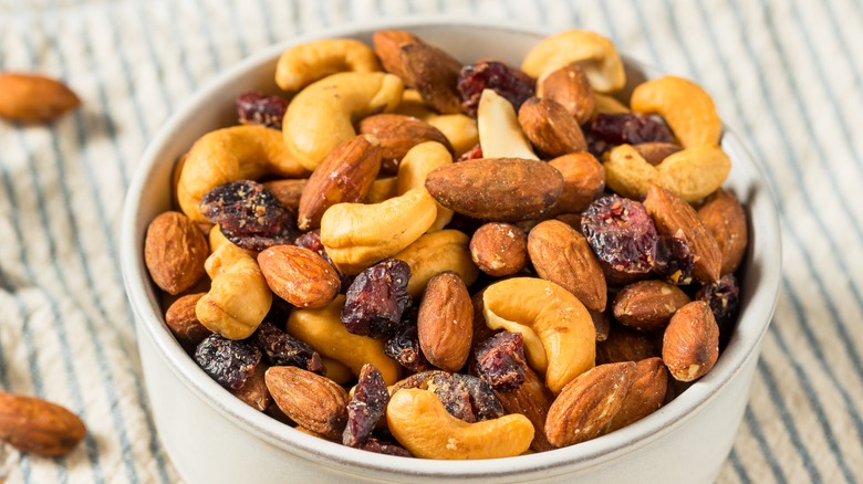 Bowl of homemade trail mix