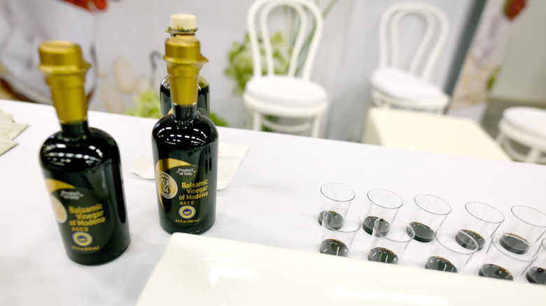 balsamic vinegar bottles and samples