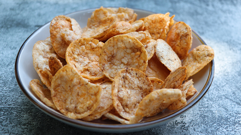 seasoned rice chips in a bowl