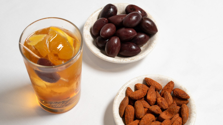 vermouth cocktail with snacks