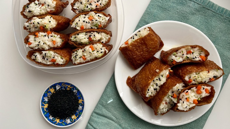 stuffed tofu pockets on plate