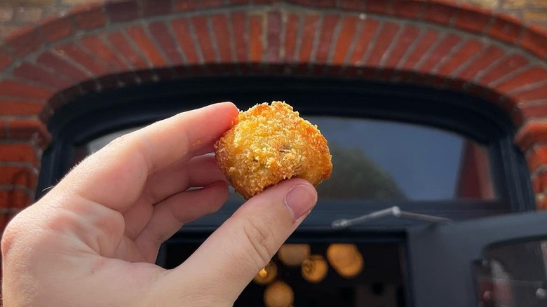 crispy croquettes on a white plate