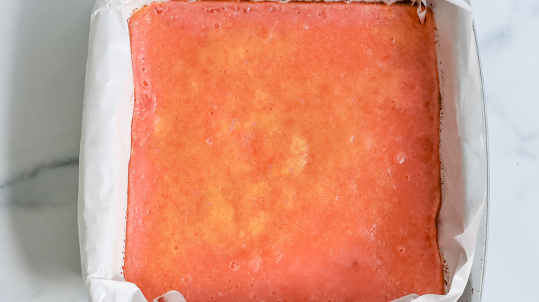 baked grapefruit bars in a pan