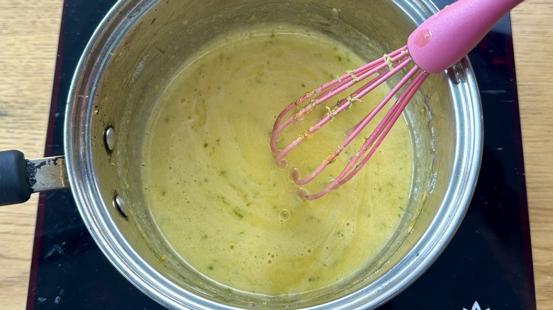 Cooking key lime curd