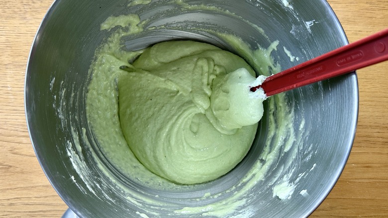 Macaron batter in bowl