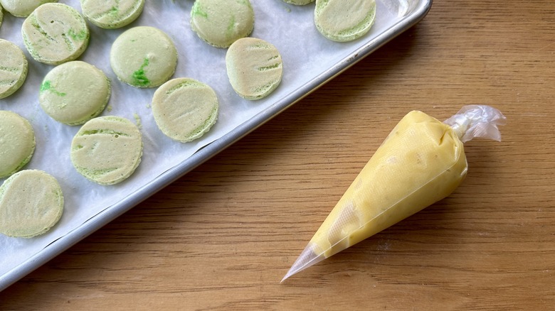 Lime curd in piping bag