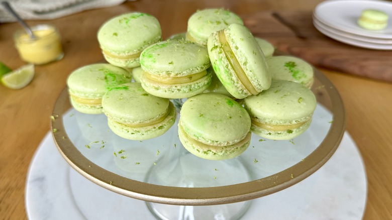 key lime macarons on platter