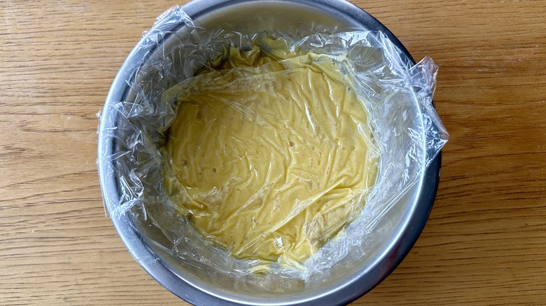 Key lime curd covered in bowl