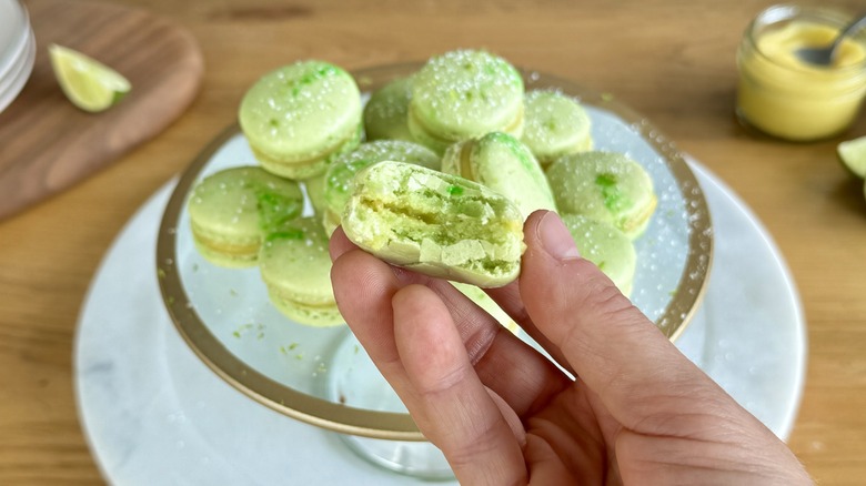 Center of key lime macaron